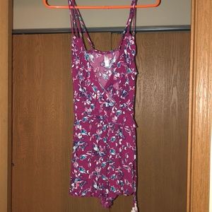 Pink floral romper